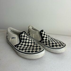 Classic Youth Size 5 Vans Black and White Checkered Slip-On Sneakers